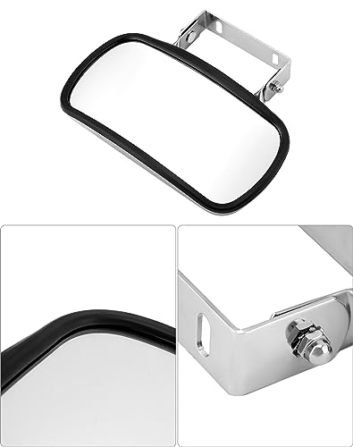QWORK Stainless Steel Convex Mirror, Over Door Rectangular U-Bracket Rearview Mirror for Tractors, Forklifts, Trucks