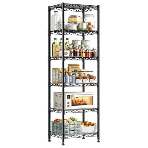 DurayLoly 63.8" H 6-Tier Narrow Storage Shelves, 265lbs, Adjustable, Pantry - size: 15.8"W x 11.8"D x 63.8"H