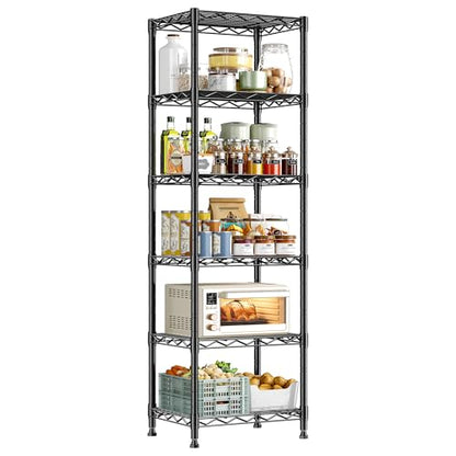 DurayLoly 63.8" H 6-Tier Narrow Storage Shelves, 265lbs, Adjustable, Pantry - size: 15.8"W x 11.8"D x 63.8"H