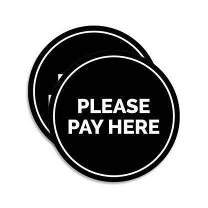 Signs ByLITA Circle Pay Here Sign (Black) - Small (2 Pack) - color: Black, size: 4" - Small (2 Pack)