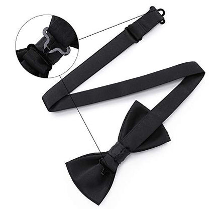 AUSKY 8 PACKS Elegant Adjustable Pre-tied Bow Ties for Men Boys (1&4&5&6&8 Pack for option) - color: Black Bow Tie 1 Pack