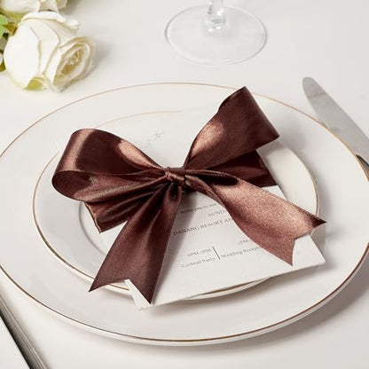 Mauproy Brown Satin Ribbon, 1-1/2 Inch, 50 Yards - color: Brown