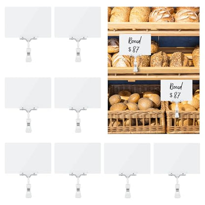 Mlici 8pcs Sign Clips Holder, Large Clip-on Style Double Head Display Clips - color: 8 8.2 x 5.8" White Clips