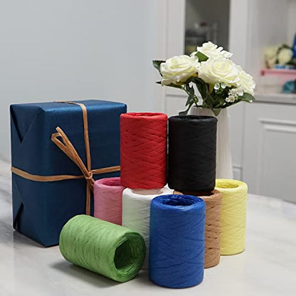 Raffia Twine for Gift Wrapping and Packing, Craft Ribbon - 1/4'' Wide, 109 Yards, Daffodil - color: Daffodil, size: 109 Yards