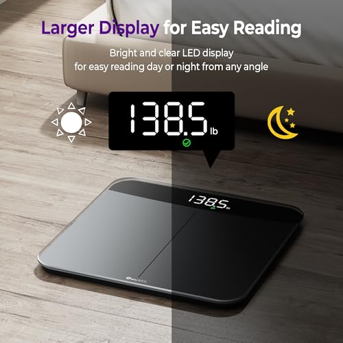Ovutek Bathroom Scales Digital Weight 450lb, Most Accurate to 0.05lb - color: Black, size: 11.8*11.8in