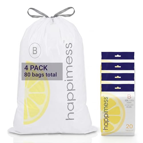 happimess 20-Count Lemon Scented 5.3 Gal Trash Bags, White, Pack of 4 - color: White (Lemon Scented), size: 80 Count (Pack of 1)