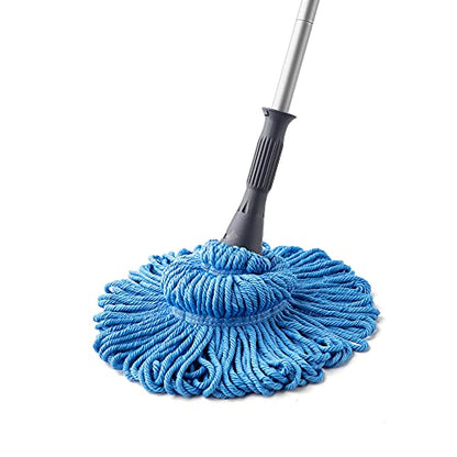 Eyliden Mop with 2 Reusable Microfiber Heads, Easy Wringing Twist Mop - color: Blue