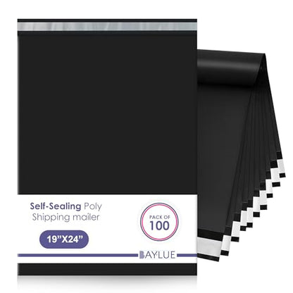 Black Poly Mailers 19x24, Self Seal Shipping & Mailing Bags, 100 Pack Bulk - color: Black, size: 19x24/ 100 Pack