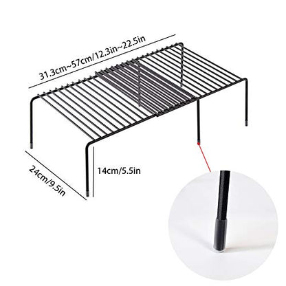 Tomorotec Expandable Cabinet Shelf Organizer, Metal Kitchen Pantry, Black - color: Black-1 Pcs