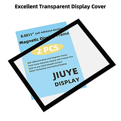 JIUYE Magnetic Sign Holder 8.5 x 11 Wall Mount,Self Adhesive Picture Display Frame as Document Poster Paper Holder,Magnetic Framed Holder with Clear PVC Cover,Black 6pcs (Pack of 3) - color: Black, size: 6Pcs (Pack of 3)
