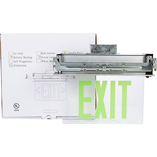 Morris Products LED Exit Sign - Recessed Mount Edge - Green on Clear Panel, White Housing - Compact, Low-Profile Design - Single Sided Legend - Energy Efficient, High Output - 1 Count, (73336) - color: Green on Clear (White Housing), size: Single Sided