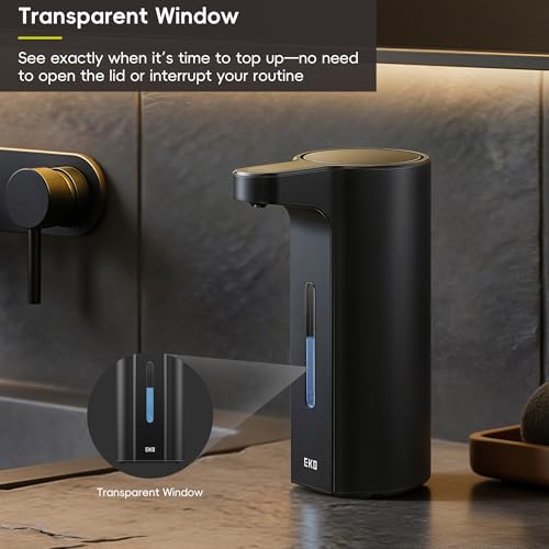 EKO Aroma Pro 13.5 fl oz Touchless Automatic Liquid Soap Dispenser, Rechargeable Hand & Dish Soap Dispenser for Bathroom and Kitchen, Waterproof, Adjustable Volume Control (Matte Black) - color: Matte Black, size: 13.5 oz