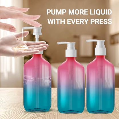 Empty Plastic Bottles with Pump Dispenser, 500ml Gradient Bottle, 6 Pack - color: Gradient, size: 6 Pack