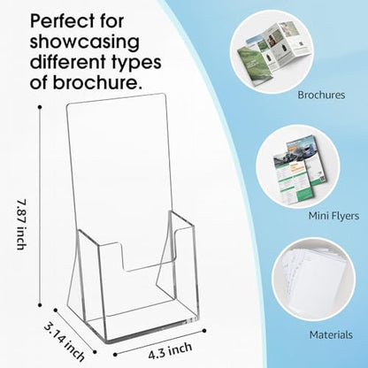 MaxGear Acrylic Brochure Holder, 4 Inch Countertop Pamphlets Holder, 2 Pack - size: 4"x8"-Square Corner Version