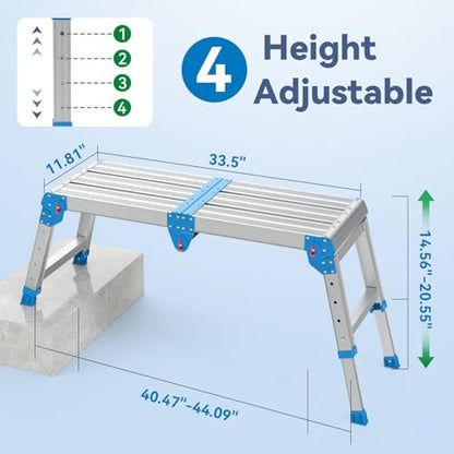 Loyoda Folding Work Platform, 500 lbs Capacity, One-Touch Fold, Larger Blue