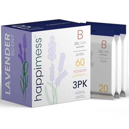 happimess 20-Count Lavender Scented 5.3 Gal Trash Bags, White, Pack of 3 - color: White (Lavender Scented), size: 60 Count (Pack of 1)