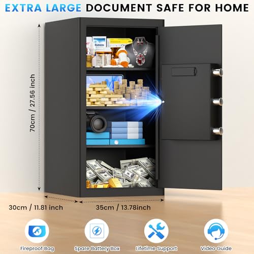 27.56"H Steel Safe Box, 6.0 Cuft Home Safes with Fireproof Waterproof Bag - size: 6.0 Cuft