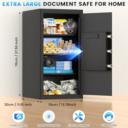 27.56"H Steel Safe Box, 6.0 Cuft Home Safes with Fireproof Waterproof Bag - size: 6.0 Cuft