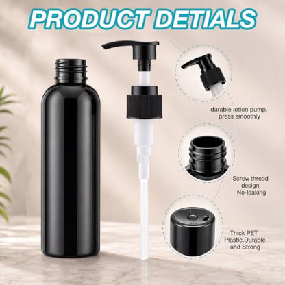 Nuenen 48 Pcs 4oz/120ml Lotion Bottles with Pump, Black - color: Black