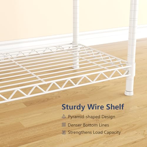 Heavy Duty Clothing Rack with Adjustable Shelves Clothes Wardrobe - color: White