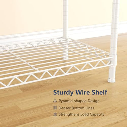 Heavy Duty Clothing Rack with Adjustable Shelves Clothes Wardrobe - color: White