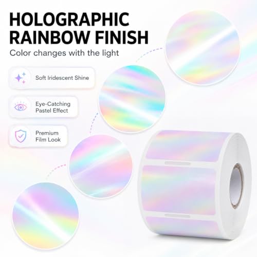 Holographic Pink Thermal Labels 1 × 2 Inch Vinyl Stickers 300 PCS - color: Holographic Pink, size: 1 × 2 Inch
