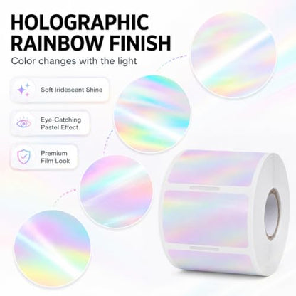 Holographic Pink Thermal Labels 1 × 2 Inch Vinyl Stickers 300 PCS - color: Holographic Pink, size: 1 × 2 Inch