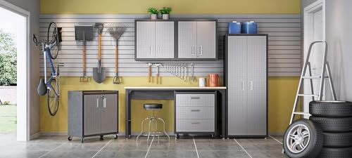 Manhattan Comfort Fortress Collection Convenient Durable Mobile Garage 6 Piece Tool Set, Great for a Variety of Tools and Supplies, 6 Piece, Dark Charcoal Gray/Silver - color: Black/Grey, style: 6-Piece Set