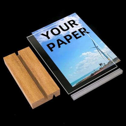 4x6 Inch Acrylic Sign Holder with Wooden Base, Desktop Display Stand (4x6 6Pack) - size: 4x6 6Pack