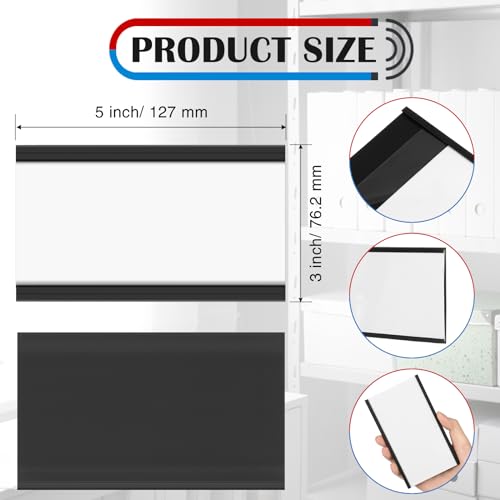 Glenmal 30 Pieces Magnetic Label Holders 3 x 5 in C Channel