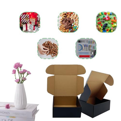 24 Pack 7x6x3 inch Black Shipping Boxes, Cardboard Packaging Mailing Boxes - size: 7x6x3 Inches