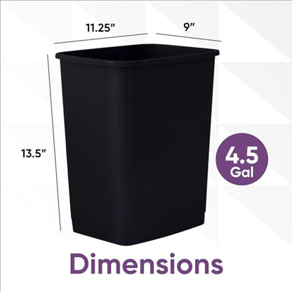Superio 4.5 Gallon Plastic Trash Can, Waste Bin for Home, Kitchen, Office, Bedroom, Bathroom- 18 Qt (6, Black) - color: 6, Black, size: 4.5 Gallon