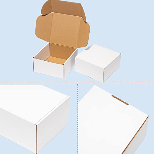 Wowxyz 6x6x3 Inches Shipping Boxes 25 Pack Corrugated Cardboard White Box - size: 6x6x3"