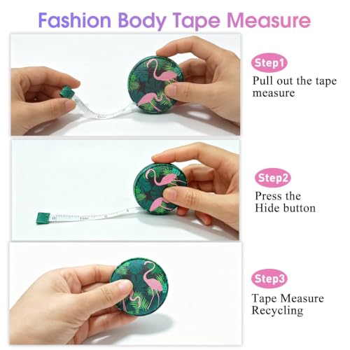 Body Measuring Tape for Body Cloth Tape Measure Fabric Tailors Sewing Medical Measurements TapeLeather Tape Measure Retractable Dual Sided Ruler (Flamingo Palm) - color: Flamingo Palm