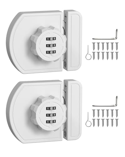 Combination Cabinet Lock, Keyless Code Lock, White, 2 Pack - color: White-2PCS