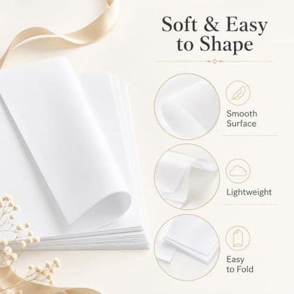 ROVIBIOBIO 100 Sheets White Tissue Paper for Gift Bags, 20 x 14 Inch - color: White