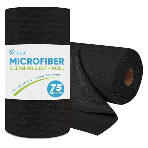 AIDEA Microfiber Cleaning Cloth Roll-75PK, Black Paper Towels 11.5"×11.5" - color: Black