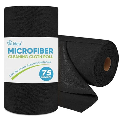AIDEA Microfiber Cleaning Cloth Roll-75PK, Black Paper Towels 11.5"×11.5" - color: Black