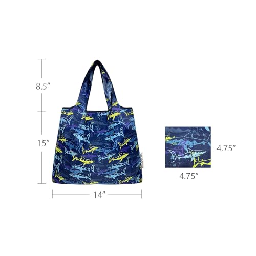 allydrew Medium Foldable Tote Nylon Reusable Grocery Bag (Set of 2) - color: Jaws