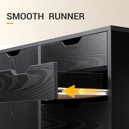 DEVAISE 5-Drawer Wood Drawer Cabinet, Office Storage Cabinet, Black - color: Ebony