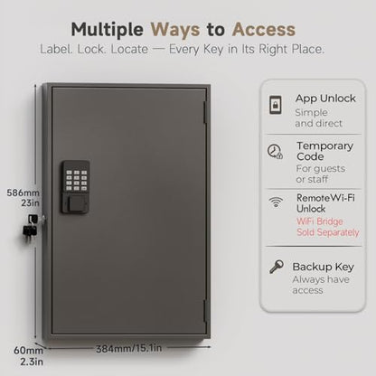 WeHere 120 Key Lock Box Wall Mount Smart Key Cabinet with Keypad for Office - size: 120-Keys