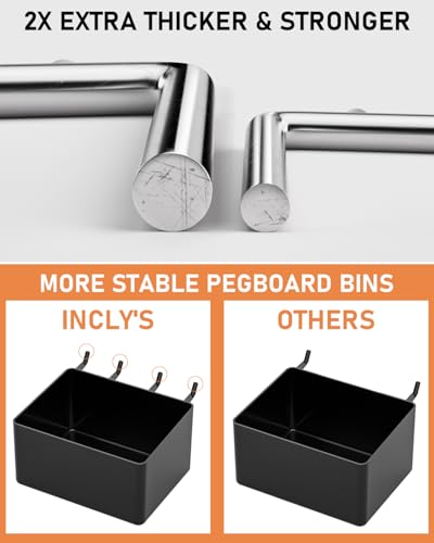 INCLY 170PCS 1/4 Inch Pegboard Hooks Kit with Bins & Peg Locks - size: 170PCS