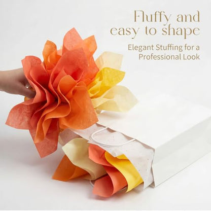 UNIQOOO 500 Sheets Fall Tissue Paper Bulk for Gift Bags, 20x14 Inch Gift Wrapping Tissue Paper, Acid Free 17gsm Soft Wrap Sheets for Thanksgiving Birthday Party DIY Crafts - color: Orange