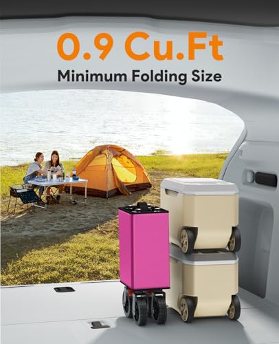 180L Wagons Carts Foldable with Wheels and Brakes for Camping Grocery - color: Pink, size: 180l