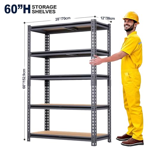 Garage Shelving Units, Storage Shelves Heavy Duty, 60", 2400LBS - size: 12"D x 28"W x 60"H