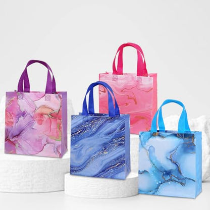 Piqiya 12pcs Marble Non-woven Gift Bags with Handle - Medium Reusable Tote Bags, Suitable for Kids & Adults - Birthday, Mothers Day, Fathers Day & Baby Shower - color: Marble, size: 1Count（Pack of 12）