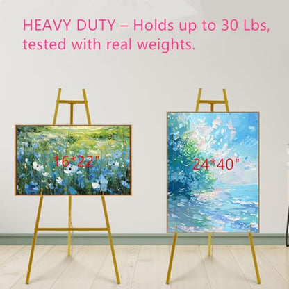 57" Gold Easel Stand for Sign, Heavy Duty Metal Floor Display Easel - size: 57
