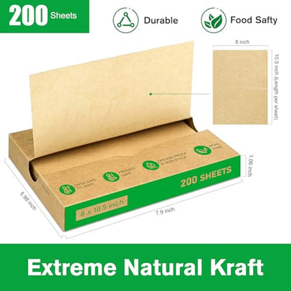 EcoDispose Precut POP UP Deli Paper Sheet, 200 Pack, 8" x 10.5", Kraft - color: Kraft, size: 8“x10.5”
