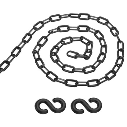 PATIKIL 13Ft Plastic Chain Barrier, Safety Link Chain with 2 S-Hooks for Crowd Control at Driveway Elevator Parking Lot, Black - color: Black