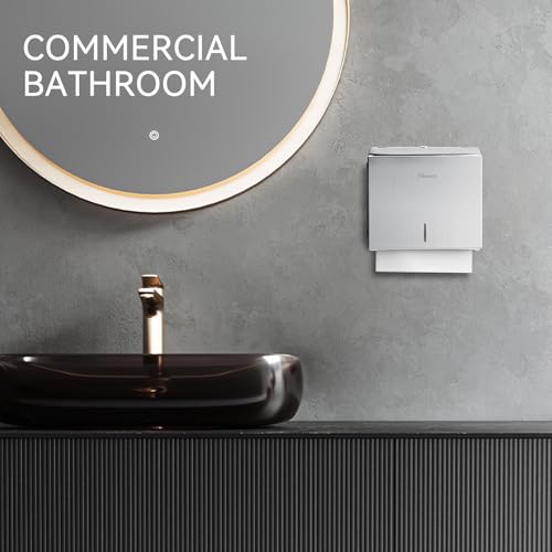 Commercial Paper Towel Dispenser Wall Mount - Heavy Duty Stainless Steel Multifold Paper Towel Dispenser for Bathroom Restroom & Office - Fits C Fold Trifold Hand Towels